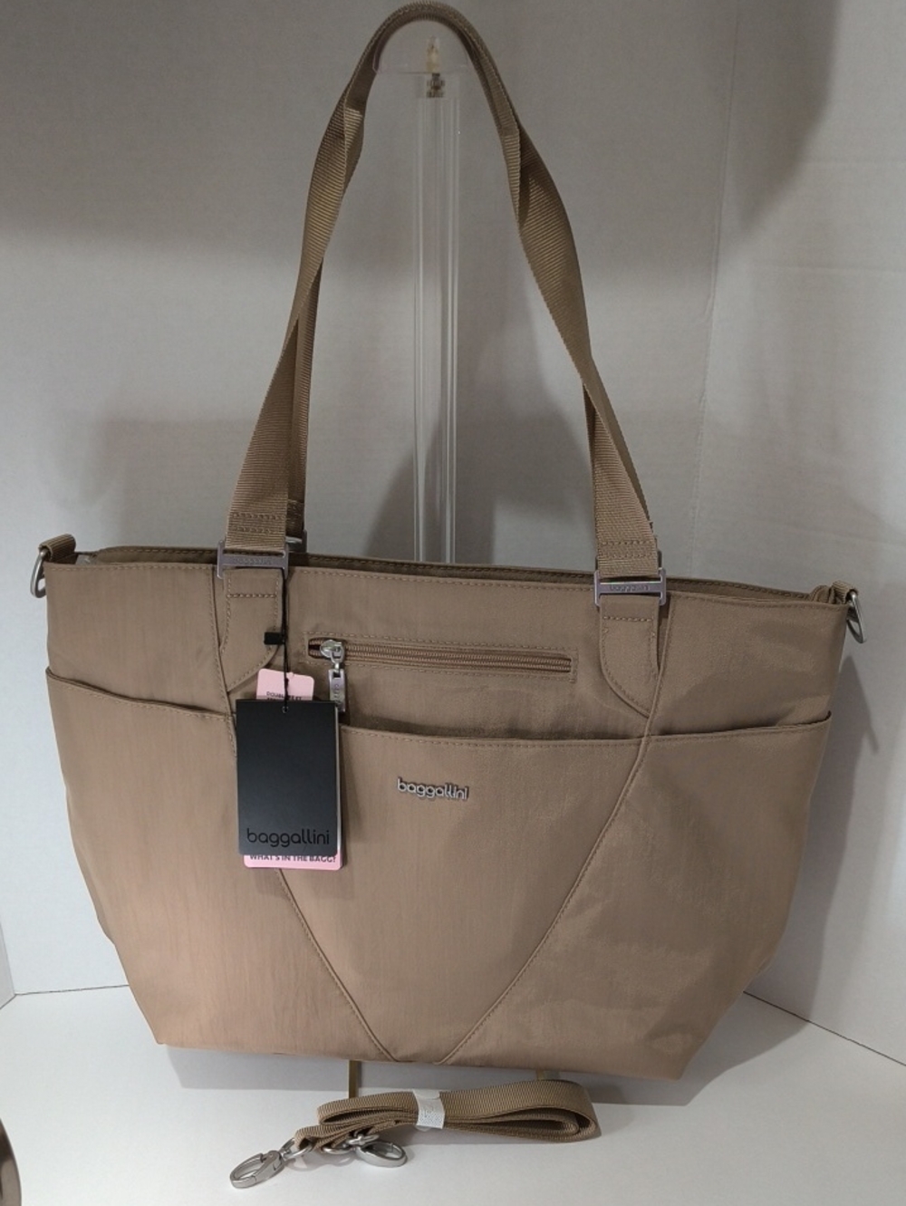 Baggallini Beige Tote with Removable Crossbody Strap